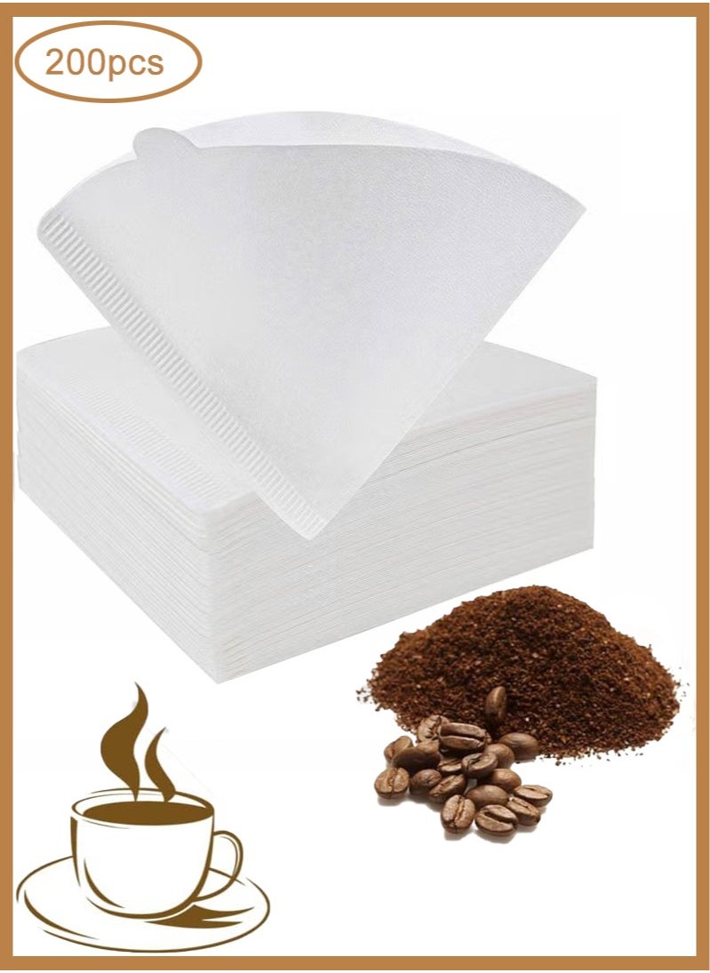 JSDUN 200 Pieces Coffee Filters, Conical Coffee Filters, V60 Disposable Conical White 02 Size, Natural Disposable Coffee Filter Paper White Paper Filters for Hand Pour-Over Coffee Makers and Drip Coffee Makers (1-4 Cups)  - Image 1