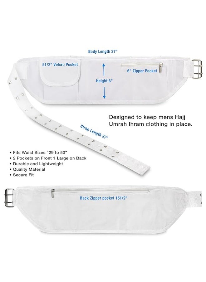 bq Ihram belt, Ahram belt, Flaxible-Size Unisex Adjustable White Ihram Belt With Phone Holder Waist Belt Anti-Theft for Hajj Umrah ihram belt ahram belt  - Image 3