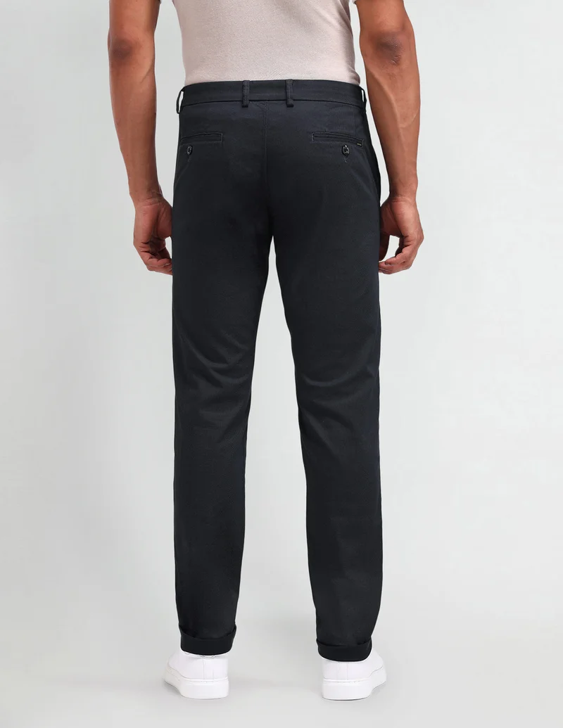 Arrow Black Slim Fit Inner Web Detailed Trousers for Men | Best Price UAE