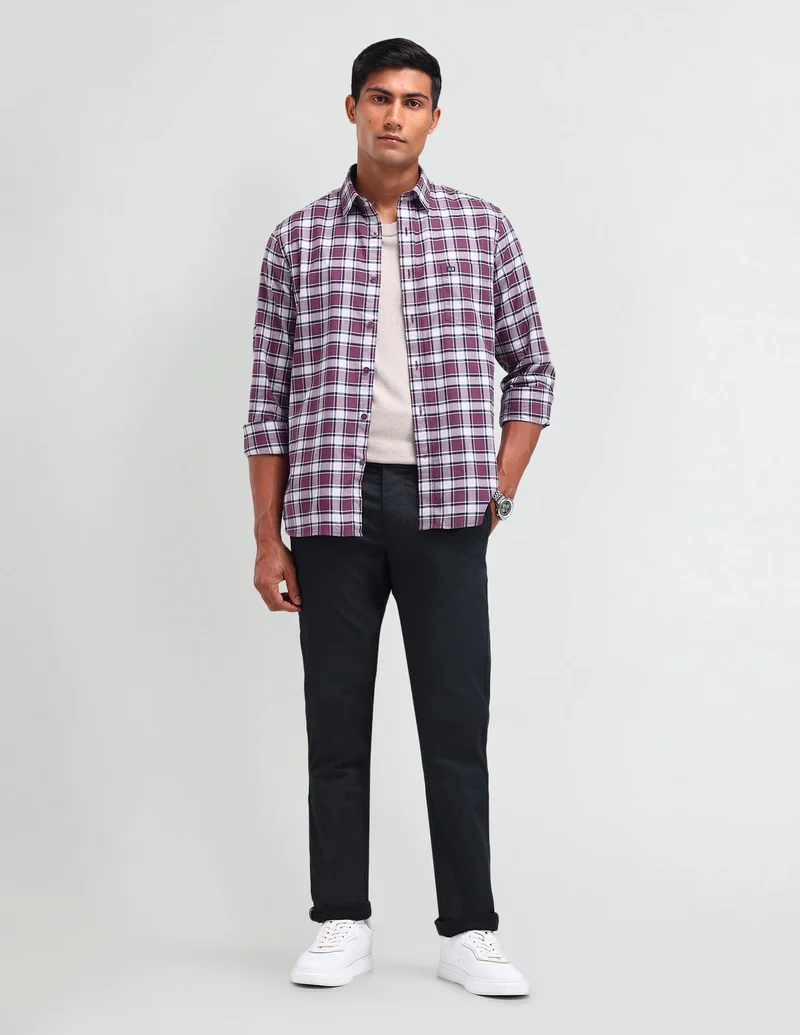 Arrow Black Slim Fit Inner Web Detailed Trousers for Men | Best Price UAE