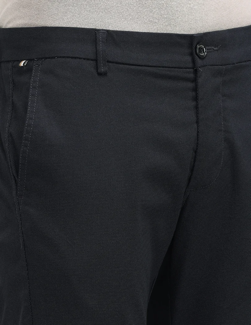 Arrow Black Slim Fit Inner Web Detailed Trousers for Men | Best Price UAE