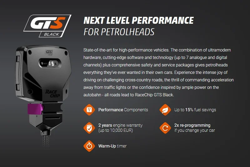 Race Chip Racechip Gts Black Volvo XC40 After 2017 Year T5 (250 Ps / 184 Kw) Professional Chip Tuning Kit with App App Control Made In Germany
