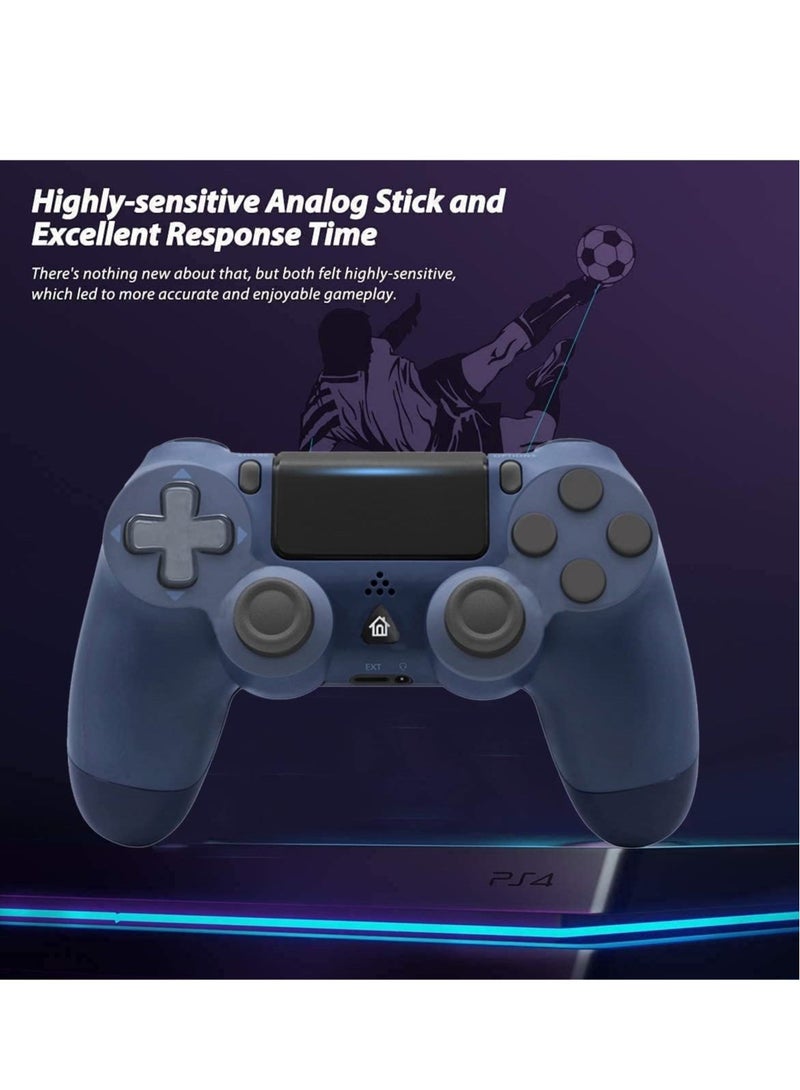 Captaintech Wireless Remote Controller Compatible with PS 4, Game Controller with Two Motors and Charging Cable, Stereo Headset Jack Multitouch Pad, Great Gamepad Gift for Girls/Kids/Man (Dark blue + Light blue) - Image 2