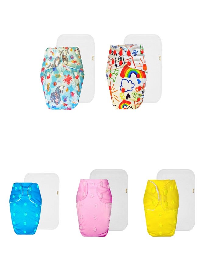 حفاضات دمبلدو القماشية الممتازة مع حشوة قطنية (عبوة من 5) | ملائمة تمامًا | تسمح بمرور الهواء | أزرار كبس قابلة للتعديل | موثوق بها من قبل الأمهات | من 3 أشهر إلى 3 سنوات | للجنسين - Image 1