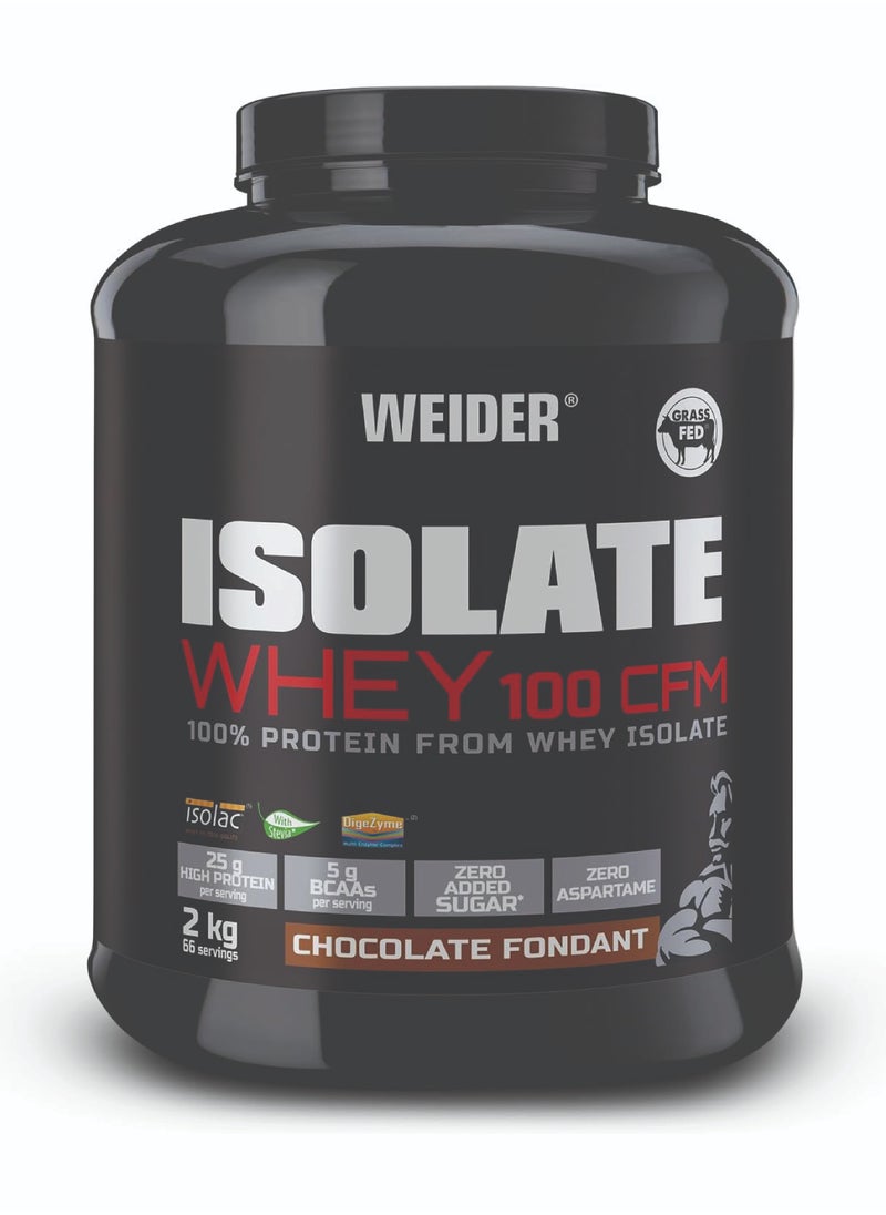 Weider Isolate Whey 100 CFM 2kg Chocolate Fondant Flavour. Protein Powder with 25g Proteins and 5g BCAAs per Serving. Low Sugar. Aspartame-Free.  - Image 1