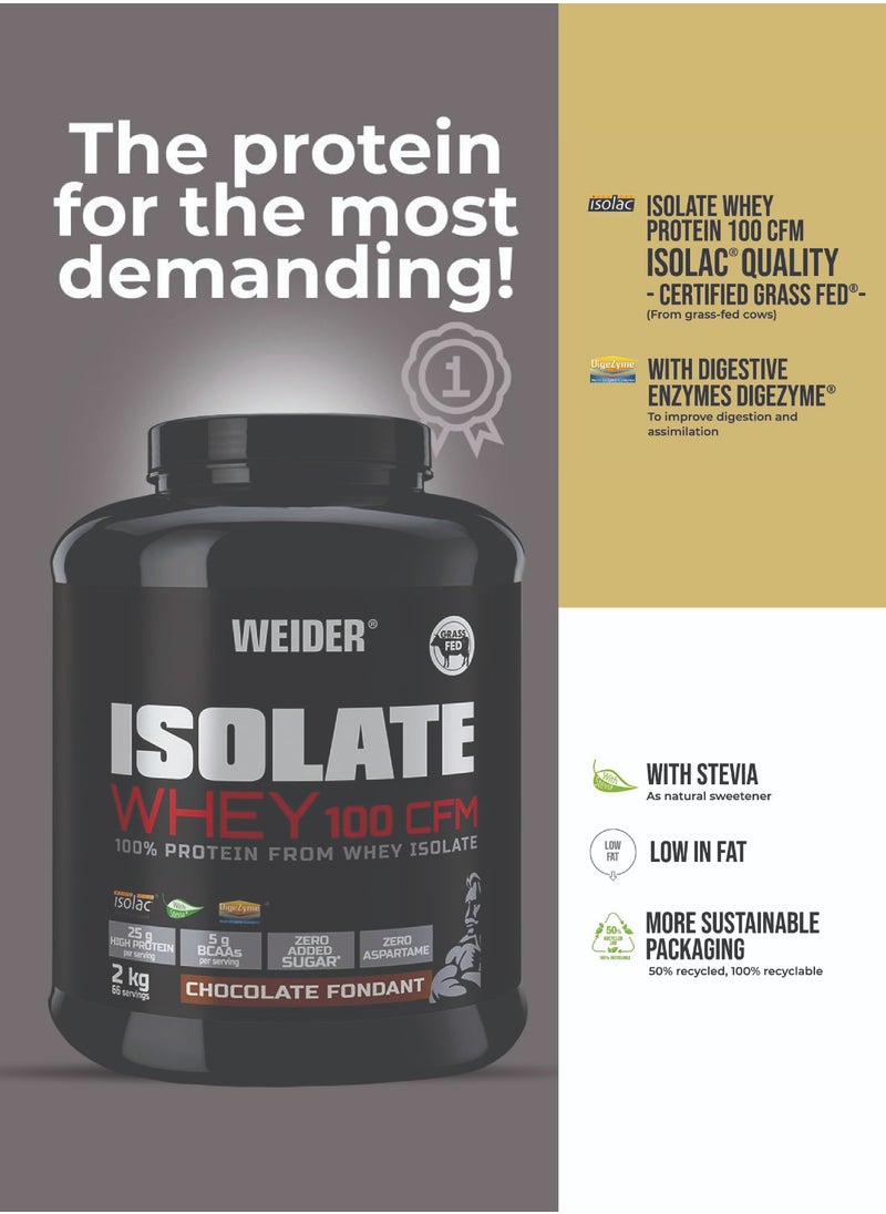 Weider Isolate Whey 100 CFM 2kg Chocolate Fondant Flavour. Protein Powder with 25g Proteins and 5g BCAAs per Serving. Low Sugar. Aspartame-Free.  - Image 3