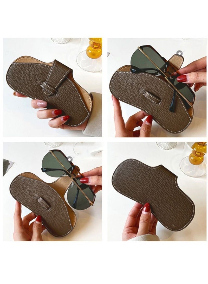 حافظة نظارات محمولة، حقيبة نظارات محمولة، صندوق نظارات إبداعي، حقيبة تخزين نظارات شمسية مضادة للتوتر، غطاء حماية للنظارات المخصصة لقصر النظر للرجال والنساء، جلد فائق النحافة ناعم وواقي