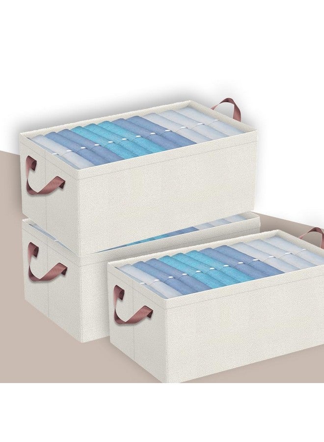 PRIME PICK PRIME PICK XL Oxford Cloth Organizer Durable Foldable Storage Box with Metal Frame & Handles Begie Breathable & Washable for Jeans T-shirts Socks Sweaters Pants Versatile Home Storage Solution Pack 3  - Image 1