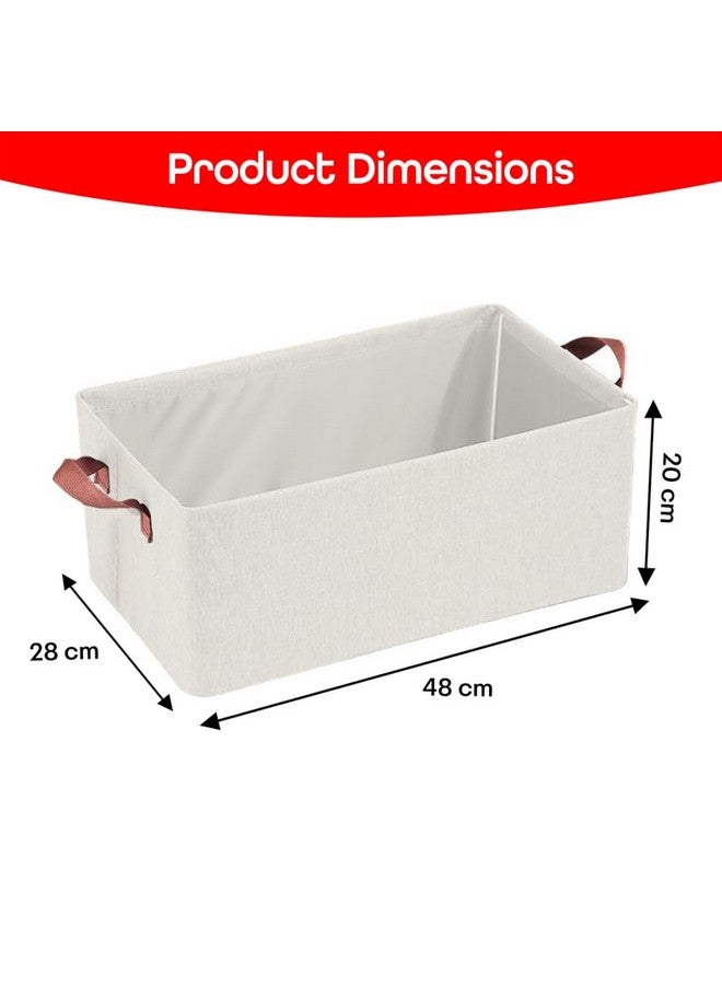 PRIME PICK PRIME PICK XL Oxford Cloth Organizer Durable Foldable Storage Box with Metal Frame & Handles Begie Breathable & Washable for Jeans T-shirts Socks Sweaters Pants Versatile Home Storage Solution Pack 3  - Image 2