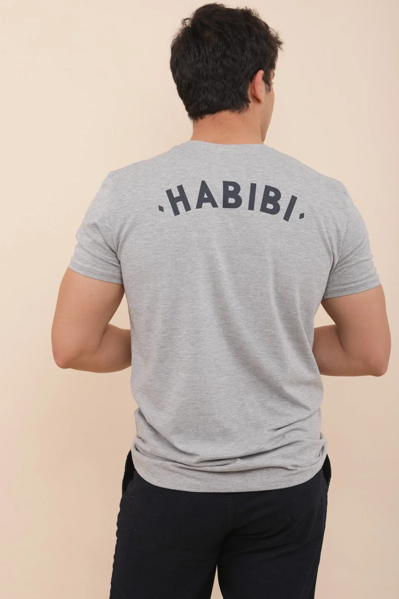 Lyoum Habibi T-Shirt - Grey 100% Cotton