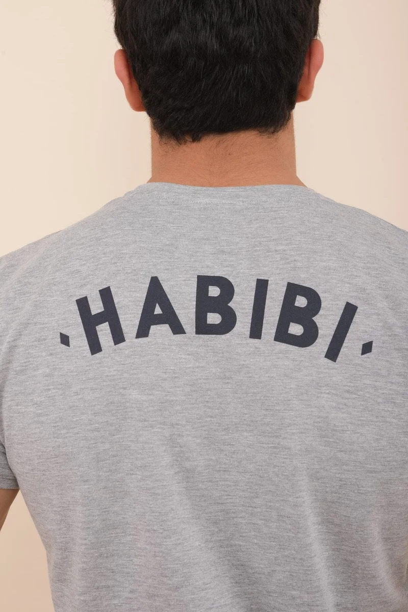 Lyoum Habibi T-Shirt - Grey 100% Cotton