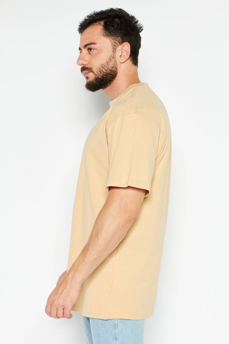 Karl Kani Men Crew Neck Short Sleeve Embroidered Logo T Shirt, Beige - Image 2
