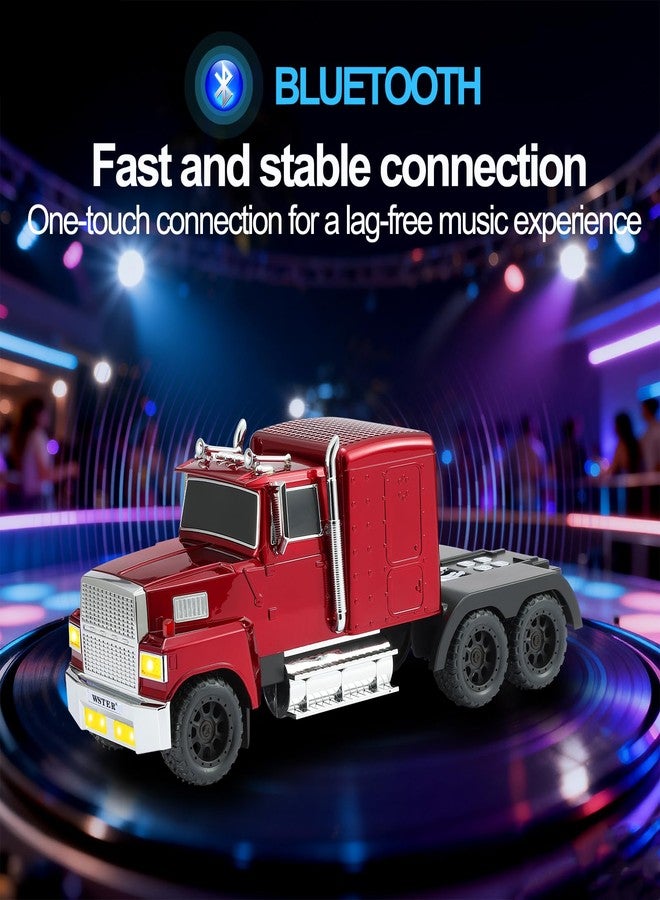 ويستر مكبر صوت بلوتوث WS-570، نسخة طبق الأصل من شاحنة أمريكية كلاسيكية: صوت عالي الدقة محمول، ستيريو TWS، راديو FM، أضواء LED للحفلات وميكروفون مدمج بدون استخدام اليدين (أحمر) - Image 3