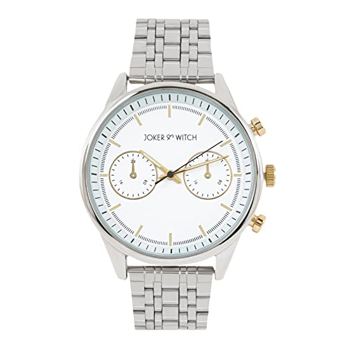 Joker & Witch Stainless Steel Lizzie & Philip Couple Analogue Watches, White Dial, Silver Band - Image 4