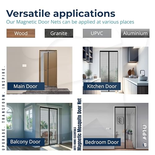 Arto Auto Close Magnetic Hands-Free Mesh Door Curtain | Polyester Mosquito & Insect Net with Self-Adhesive Hook Tape | Pet & Kid Friendly | Multicolor | 100 210 cm - Image 4