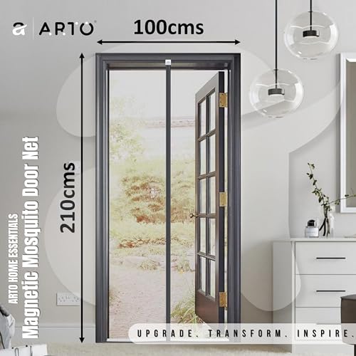 Arto Auto Close Magnetic Hands-Free Mesh Door Curtain | Polyester Mosquito & Insect Net with Self-Adhesive Hook Tape | Pet & Kid Friendly | Multicolor | 100 210 cm - Image 2