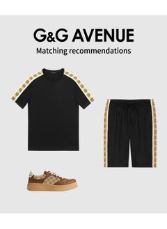 G&G AVENUE Oversized Unisex Summer Short Sleeve T-shirt Couple Style Spliced Ribbon Bottom Shirt Drop Shoulder Top Heavy cotton fabric  - Image 4