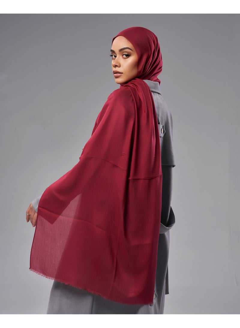 Lavezzi Breathable Cotton Modal Hijab Scarf For Women - Women Solid Color Head Scarf Wrap - Burgundy - Image 4
