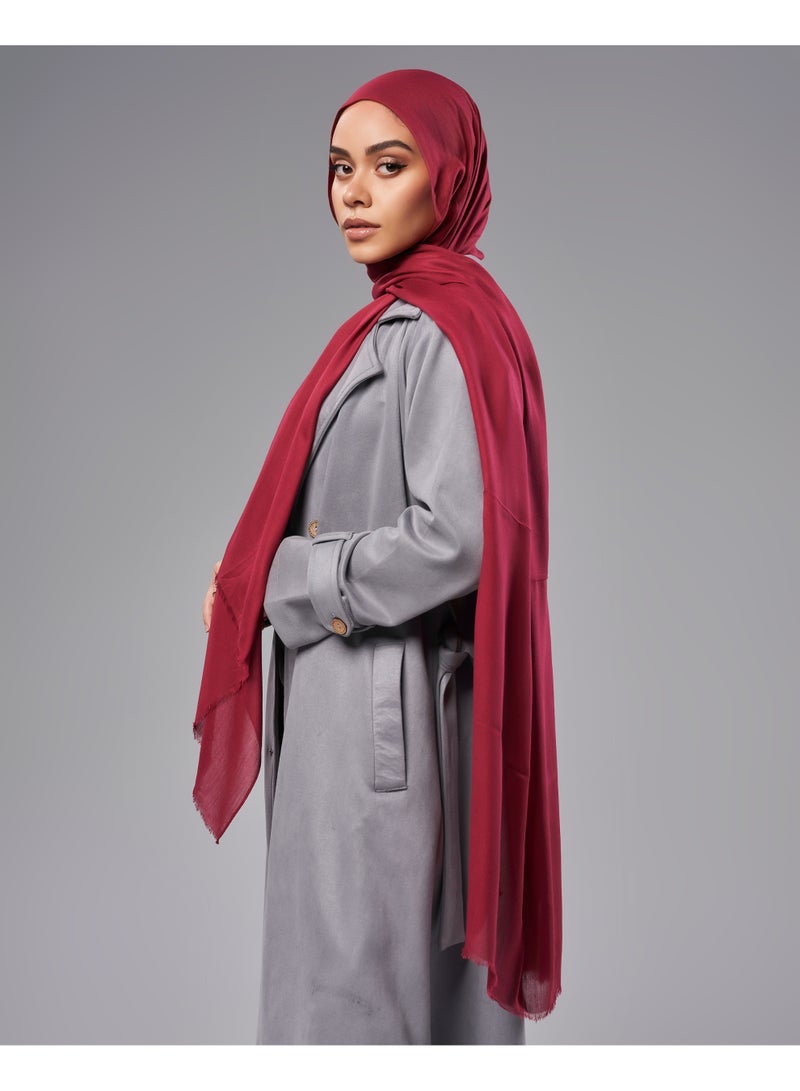 Lavezzi Breathable Cotton Modal Hijab Scarf For Women - Women Solid Color Head Scarf Wrap - Burgundy - Image 2