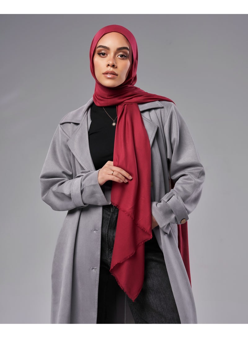 Lavezzi Breathable Cotton Modal Hijab Scarf For Women - Women Solid Color Head Scarf Wrap - Burgundy - Image 1