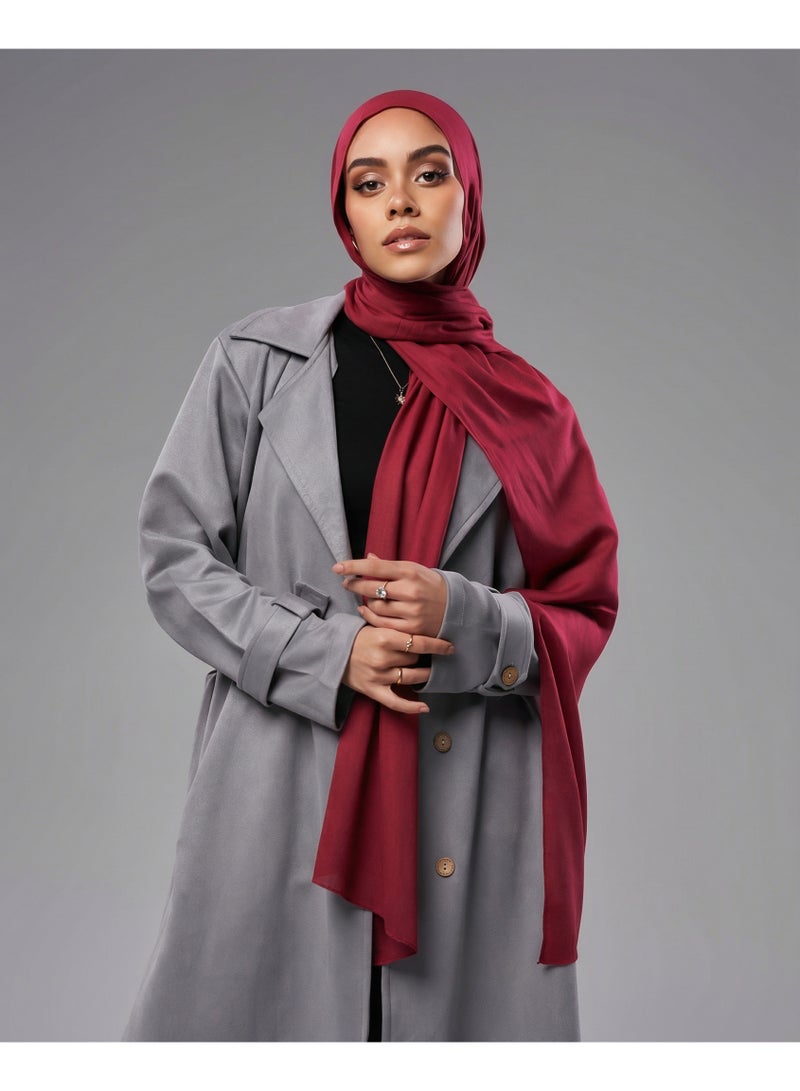 Lavezzi Breathable Cotton Modal Hijab Scarf For Women - Women Solid Color Head Scarf Wrap - Burgundy - Image 4