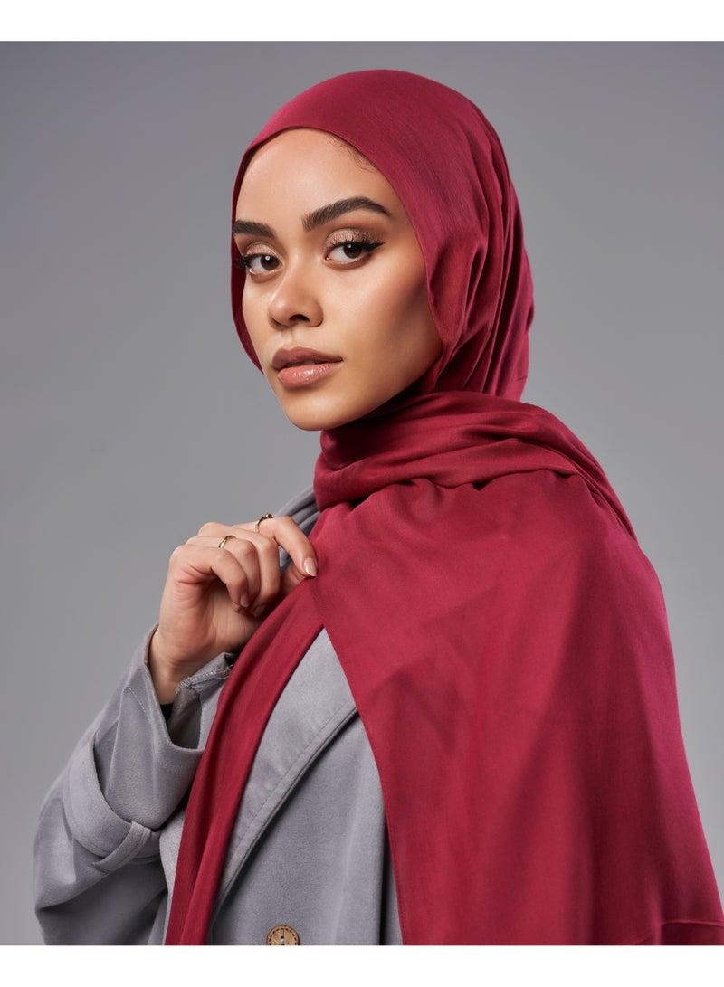 Lavezzi Breathable Cotton Modal Hijab Scarf For Women - Women Solid Color Head Scarf Wrap - Burgundy - Image 2