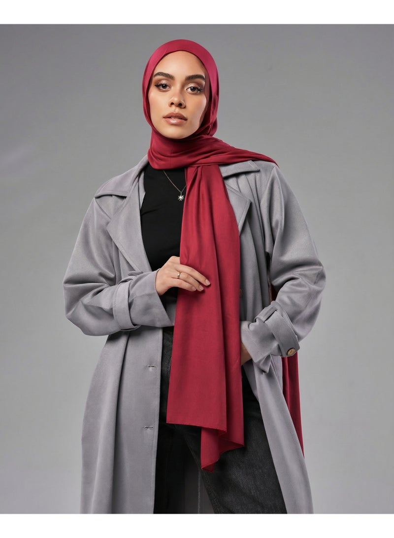 Lavezzi Breathable Cotton Modal Hijab Scarf For Women - Women Solid Color Head Scarf Wrap - Burgundy - Image 1