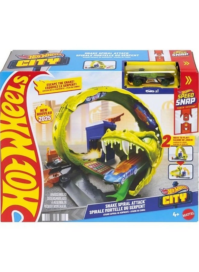 Hot Wheels مجموعة لعبة هجوم الثعبان الحلزوني في مدينة هوت ويلز - Image 1