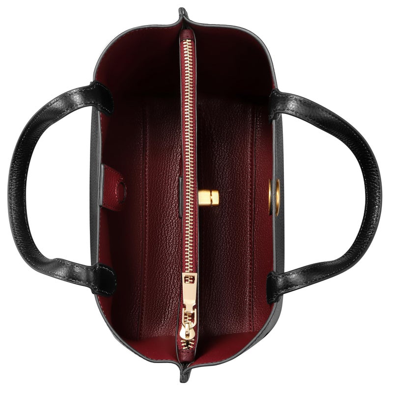 Chrysansmile Genuine Leather Tote Bag Top Handle Women's Handbags Medium Size Purses for Women Black Satchel Bags for Women with Gold Hardware - Image 4