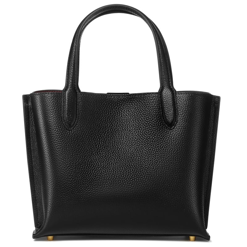 Chrysansmile Genuine Leather Tote Bag Top Handle Women's Handbags Medium Size Purses for Women Black Satchel Bags for Women with Gold Hardware - Image 2