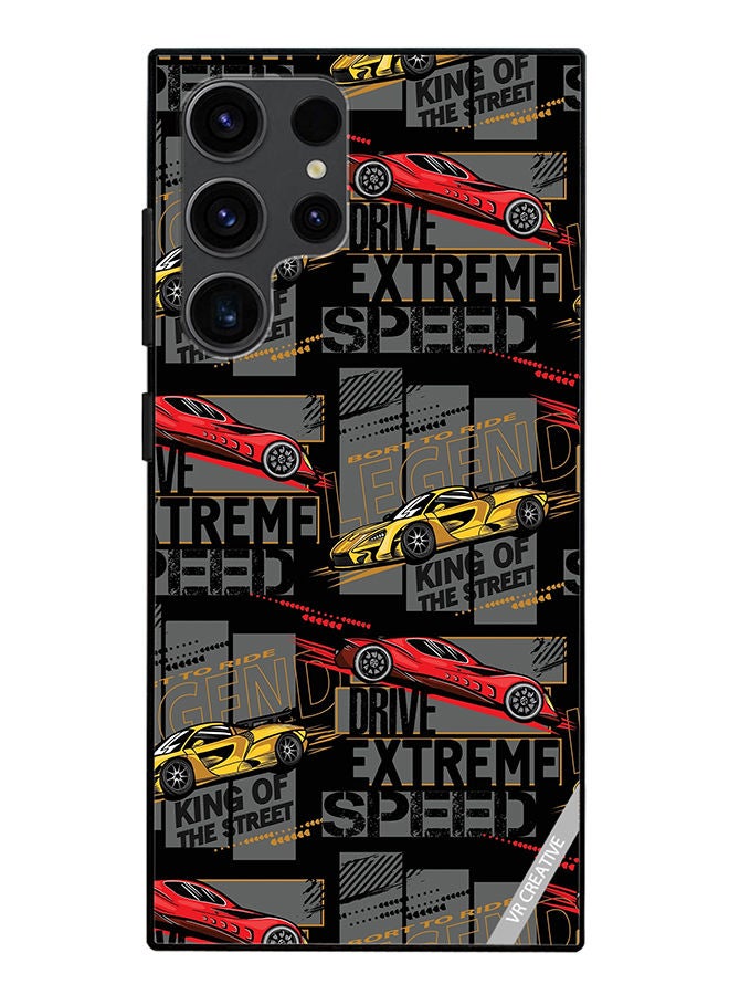 VR CREATIVE Protective Case Cover For Samsung Galaxy S23 Ultra 5G Abstract Seamless Pattern With Sport Cars Design Multicolour - Image 1
