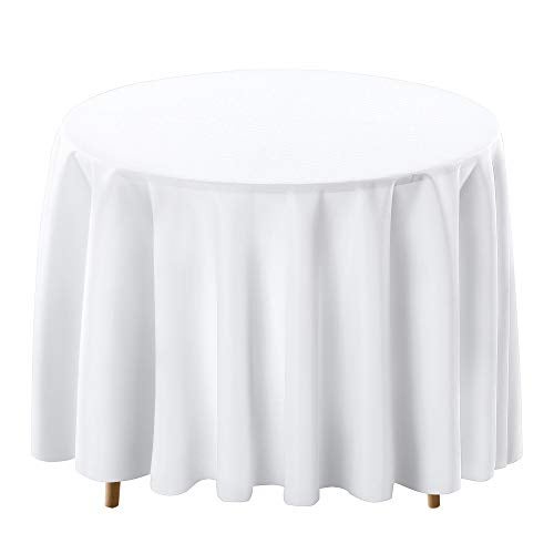 Surmente White Tablecloth for Round Tables, 90-inch Round Table Cloths for Weddings, Banquets, or Restaurants - Image 1
