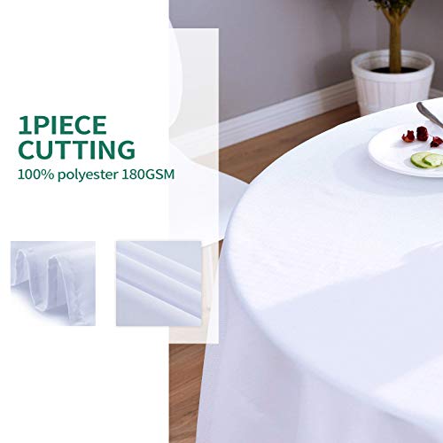 Surmente White Tablecloth for Round Tables, 90-inch Round Table Cloths for Weddings, Banquets, or Restaurants - Image 2