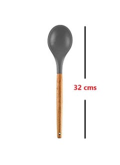 Nimbose Nimbose Wooden Handle Silicone Ladle Spoon with Seamless Nonstick Design Kitchen Soup Ladle Heat Resistant Kitchen Cooking Utensils Qty 2 Random Colors  - Image 2