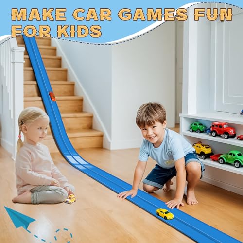 AQFR Flex Track 15 Ft Starter Set Flexible Race Car Ramp Track for Ages 3 Up with Suction Cups Compatible with Diecast 164th Cars - Image 5