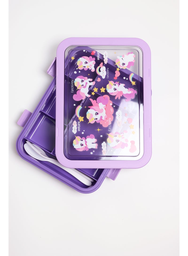 Enchanted Unicorn Bento Box - Purple Leakproof Kids Lunch Container with Multi-Compartment, Sparkling Food Storage for School & Picnics - Image 4