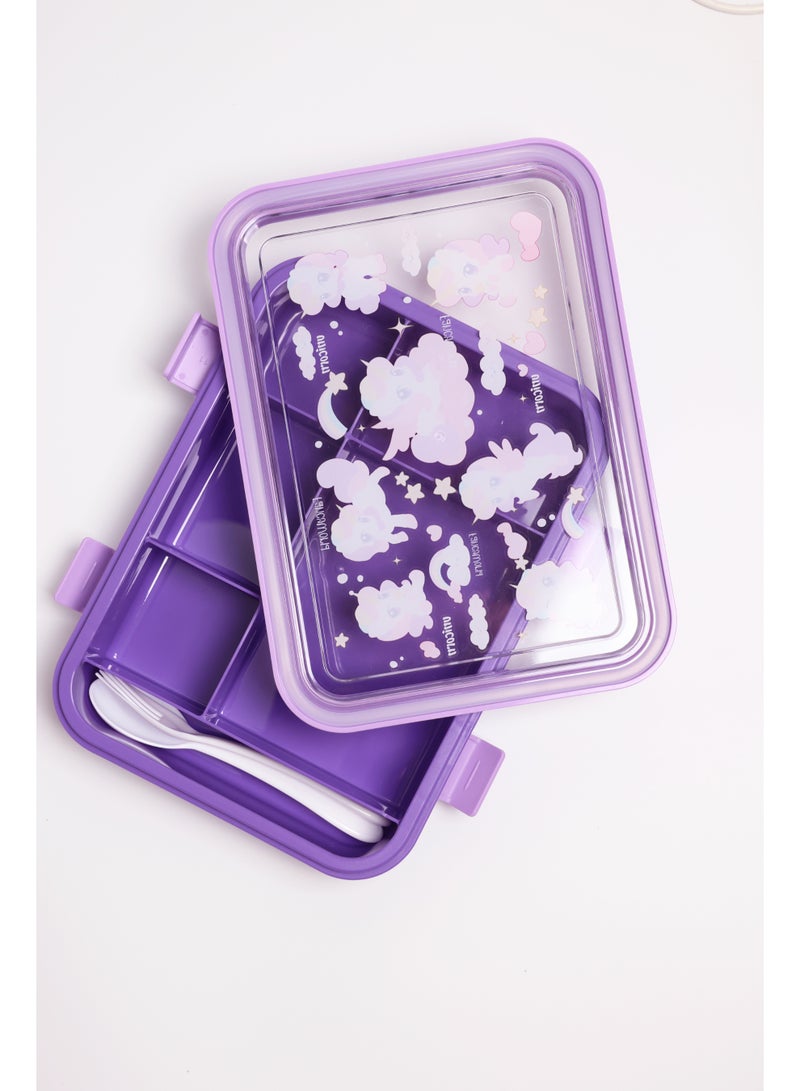 Enchanted Unicorn Bento Box - Purple Leakproof Kids Lunch Container with Multi-Compartment, Sparkling Food Storage for School & Picnics - Image 3