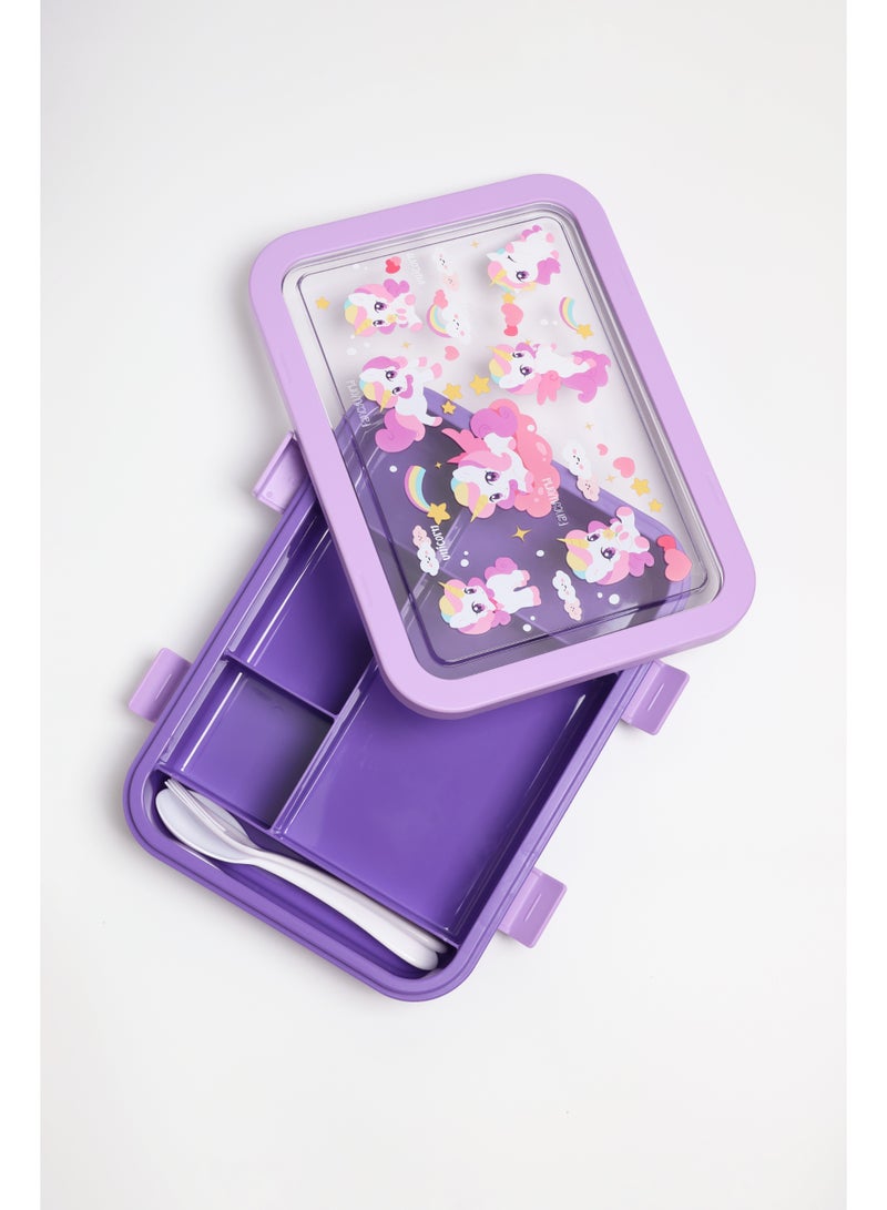 Enchanted Unicorn Bento Box - Purple Leakproof Kids Lunch Container with Multi-Compartment, Sparkling Food Storage for School & Picnics - Image 5
