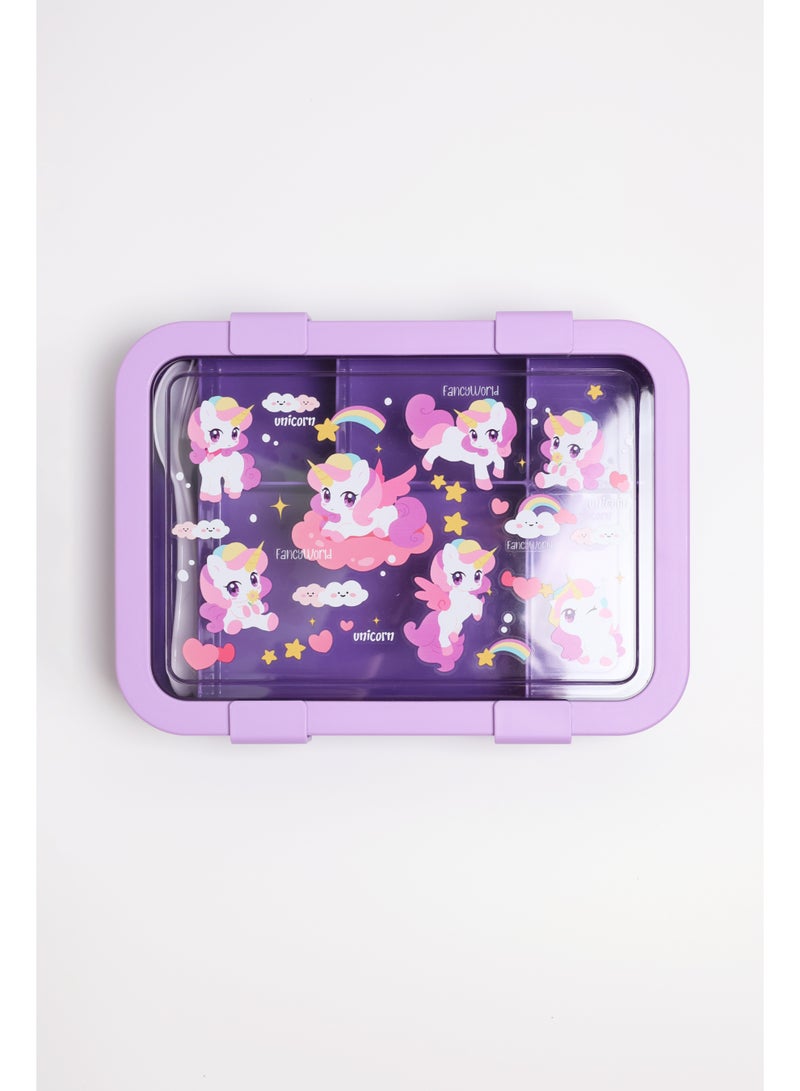 Enchanted Unicorn Bento Box - Purple Leakproof Kids Lunch Container with Multi-Compartment, Sparkling Food Storage for School & Picnics - Image 2