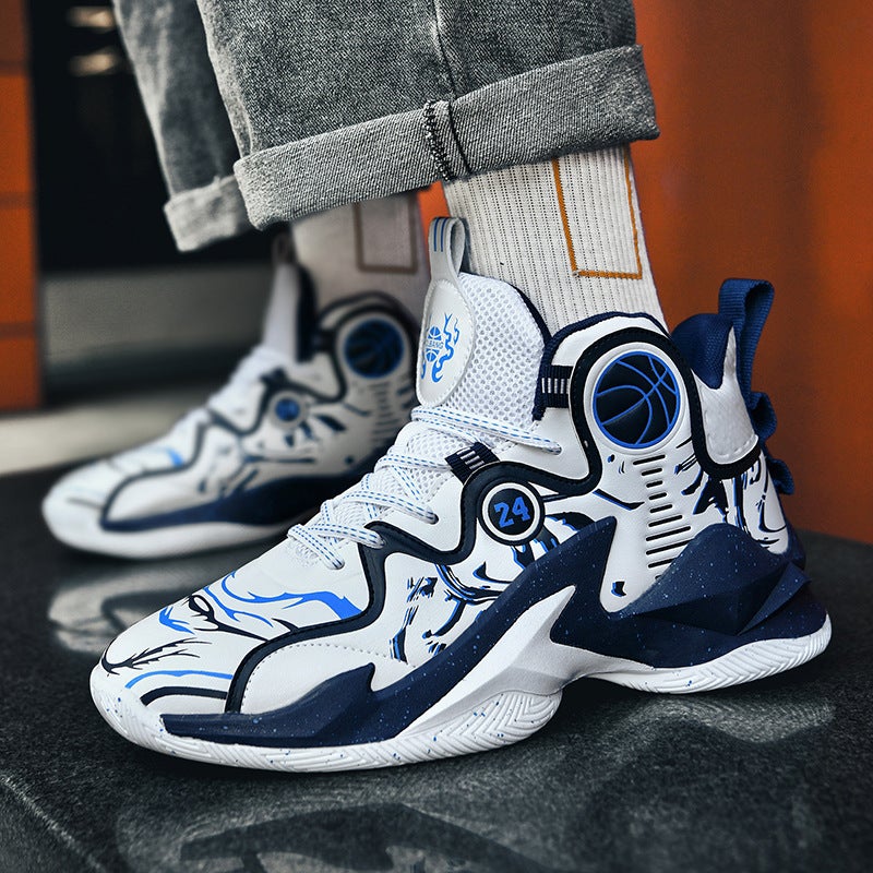 33-47 Plus Size Basketball Shoes Couple Leather Children'S Older Children Student Leisure Sneaker Cement Ground Combat Sneakers - Image 1