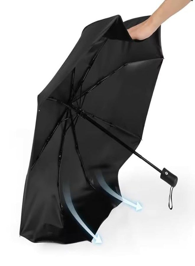 SYUTA Windproof Travel Umbrella - Large Automatic For Men & Women - Compact, Strong & Foldable Umbrella for Rain | Big Size For Girls, Boys, Outdoor Use | Factory Outlet- Black - Image 2