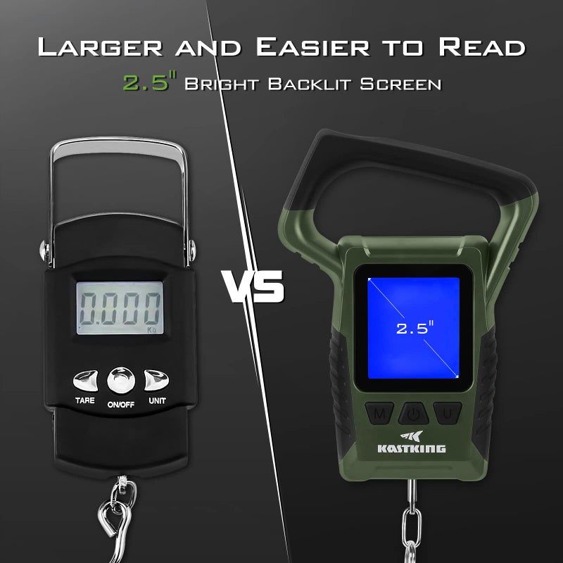 KastKing Fish Scale, WideView Floating Waterproof Digital Scale with No-Puncture Lip Gripper, 2.5” Large LCD Display, 110lb Capacity, Stores up to 9 Weights, Green - Image 3