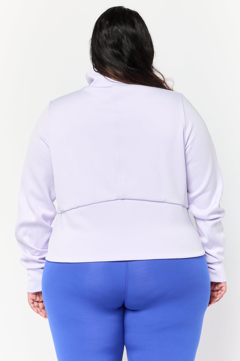 Adidas جاكيت تدريب بأكمام طويلة للنساء بحجم كبير، لافندر - Image 4