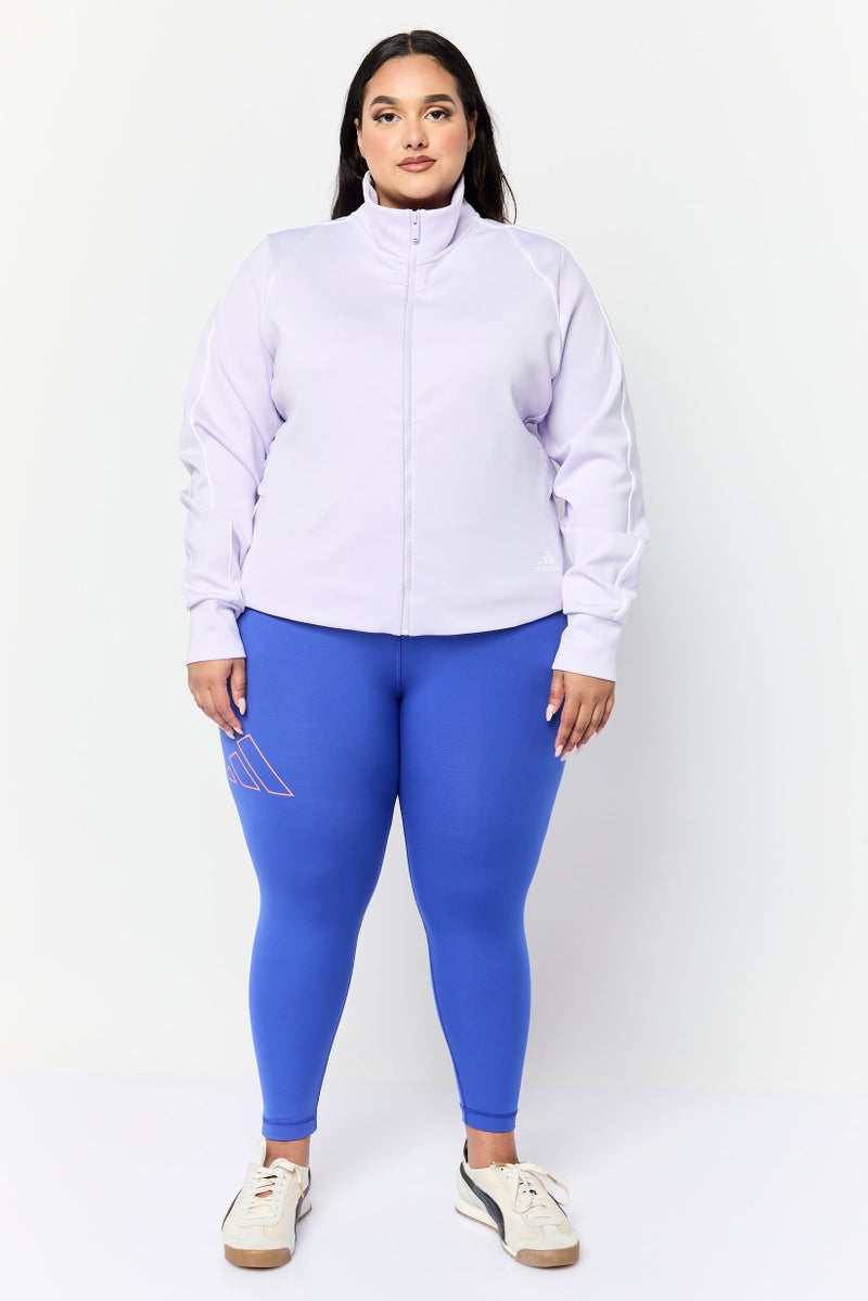 Adidas جاكيت تدريب بأكمام طويلة للنساء بحجم كبير، لافندر - Image 2