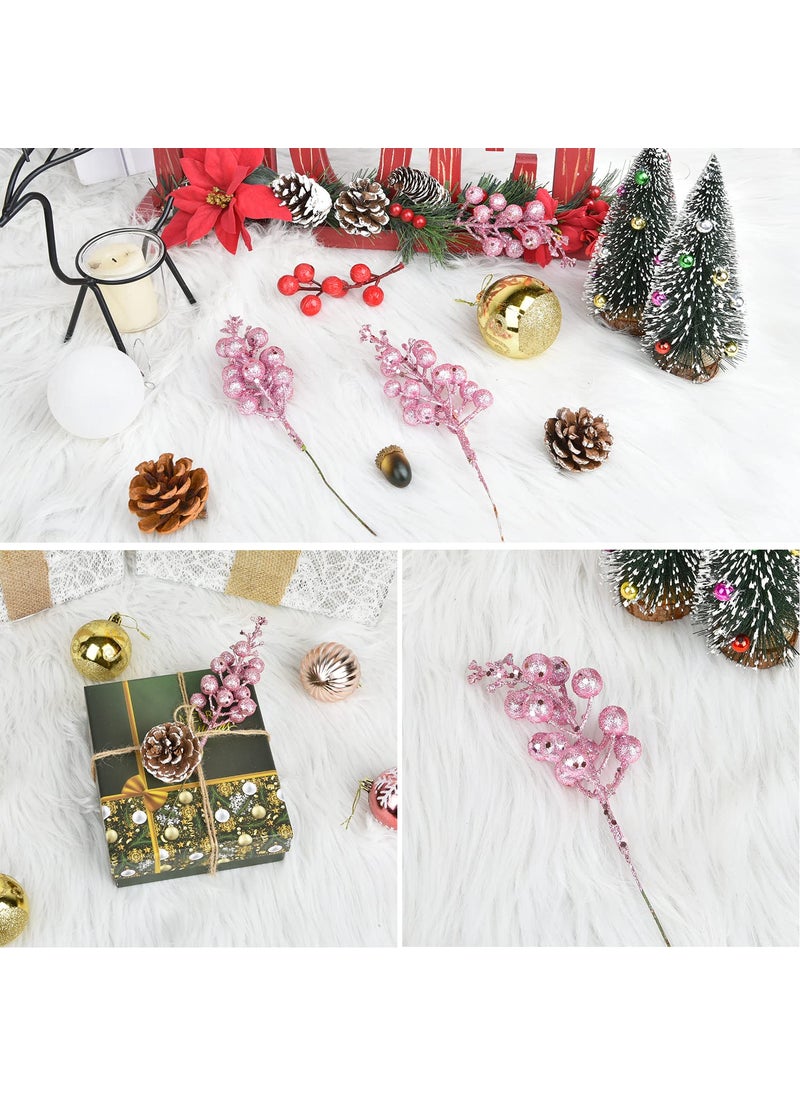 DearHouse DearHouse 14 Pack Christmas Glitter Berries Stems  7.8Inch Artificial Christmas Picks for Christmas Tree Ornaments  DIY Xmas Wreath  Crafts  Holiday and Home Decor (Pink)  - Image 5