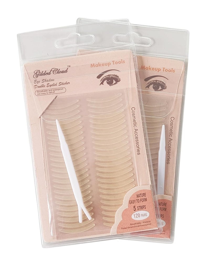Gilded Cloud Both Sides Sticky Ultra Instant Lift Without Surgery Hooded, Droopy, Uneven, Mono-Eyelids Invisible Fiber Double Side Tapes Stickers 240Pcs (Medium) - Image 1