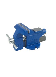IRWIN Light Duty Durable Cast Iron Bench Vise Blue and Silver 4.5 Inch 2026303 