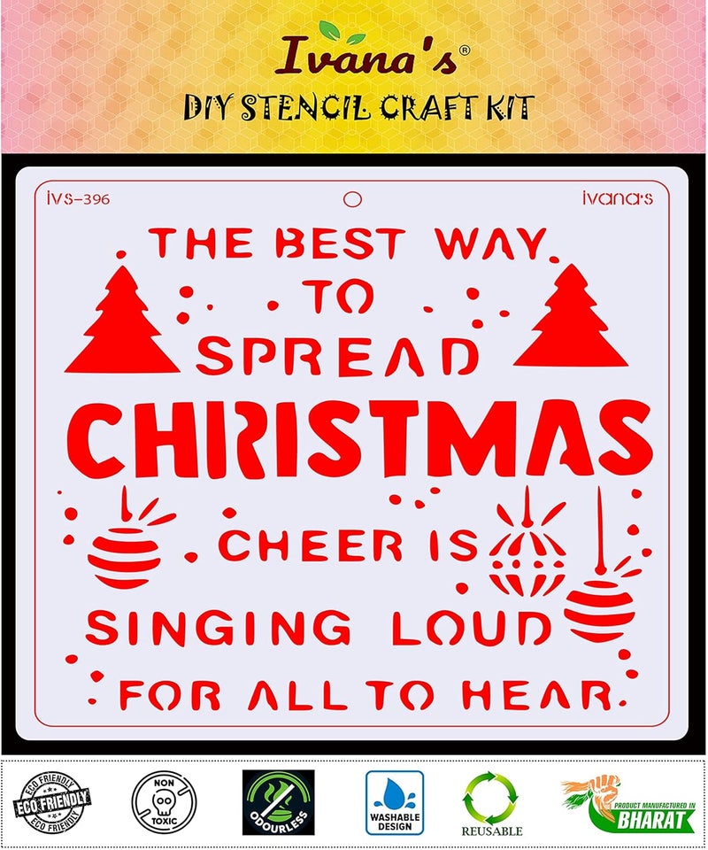 ivana's Ivana's Christmas Decortion Stencil for Art & Craft, Reusable DIY Decorative Stencil for Painting on Canvas, Fabric, Cloth, Paper, Glass, Furniture and Wall, Size - 6 x 6 inch, IVS-396  - Image 2