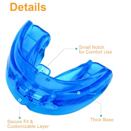 Coolrunner Double Braces Mouth Guard, Sports Athletic Mouth Guards Youth Mouthguard for Upper and Lower Teeth Protection Required for Youth, Teenager and Adults (Blue) (Blue+Transparent) - Image 4