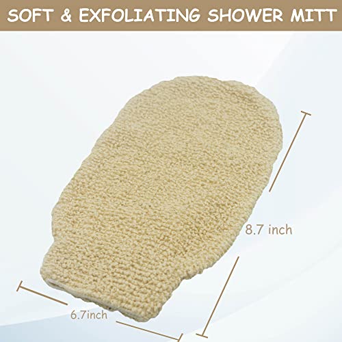 TTYBG Natural Ramie Dual Sided Exfoliating Glove Hand Mitt Mitten Shaped Back and Body Shower Bath Scrubber White, Remove Dead Skin Machine Washable, Pack of 2 - Image 4